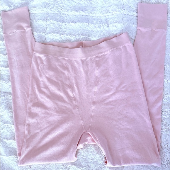 SKIMS Pointelle Logo Leggings Pink Size XL Lounge Wear NWOT - Picture 1 of 9